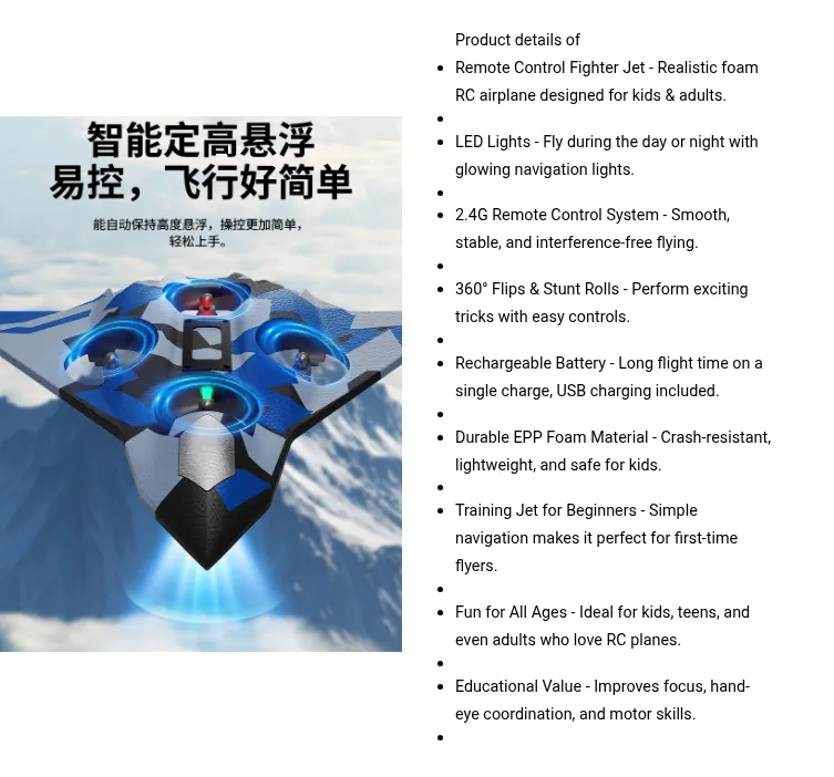 Remote Control Fighter Jet with LED Lights & 360° Stunt Flips - Image 6