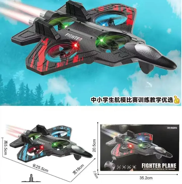 Remote Control Fighter Jet with LED Lights & 360° Stunt Flips - Image 2